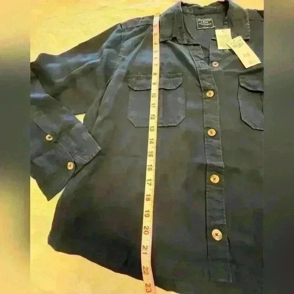 Women's Abercrombie & Fitch AF Navy Button Down Shirt Blouse Top $68 - Picture 6 of 8